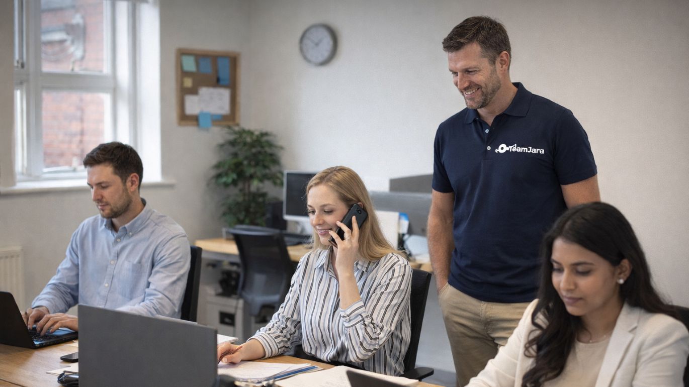 Finance team using business software